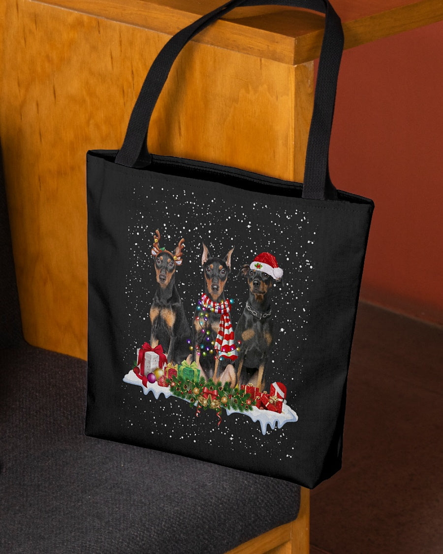 Christmas Buddies-German Pinscher-Cloth Tote Bag