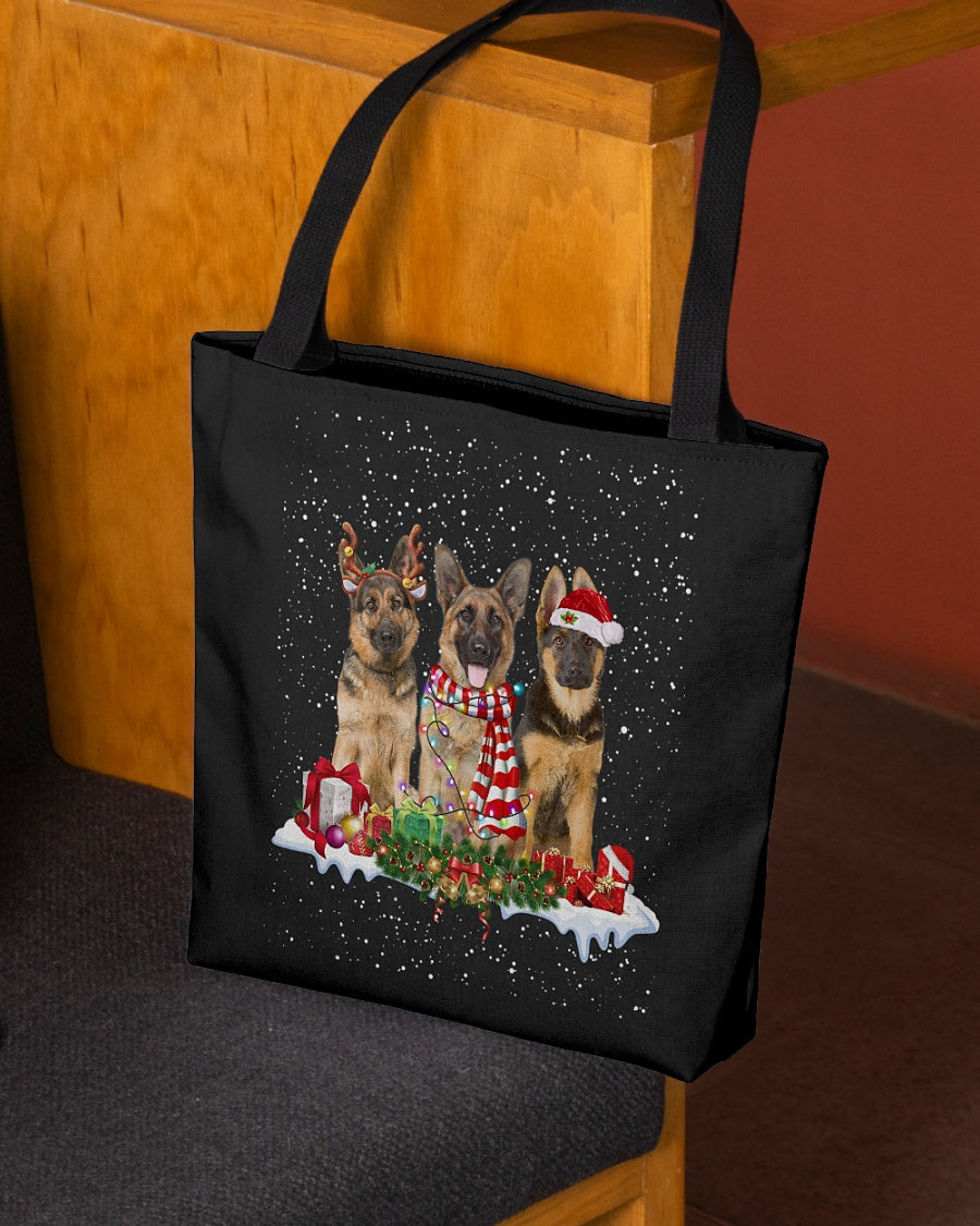 Christmas Buddies-German Shepherd 2-Cloth Tote Bag