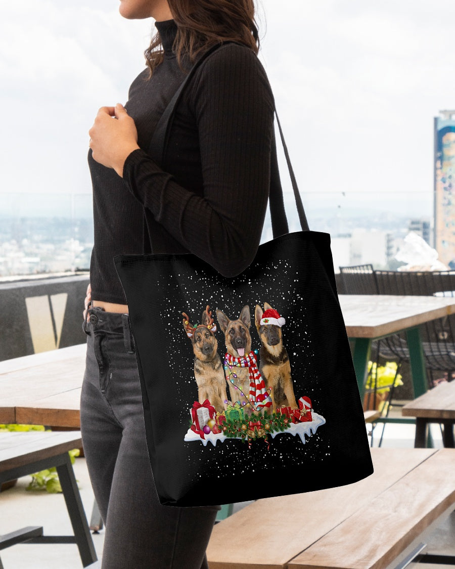 Christmas Buddies-German Shepherd 2-Cloth Tote Bag