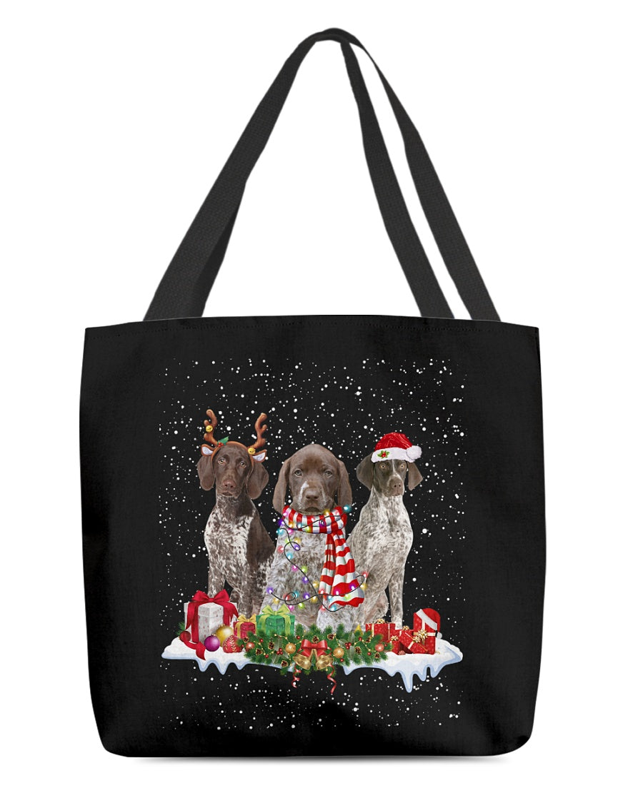 Christmas Buddies-German Shorthaired Pointer-Cloth Tote Bag