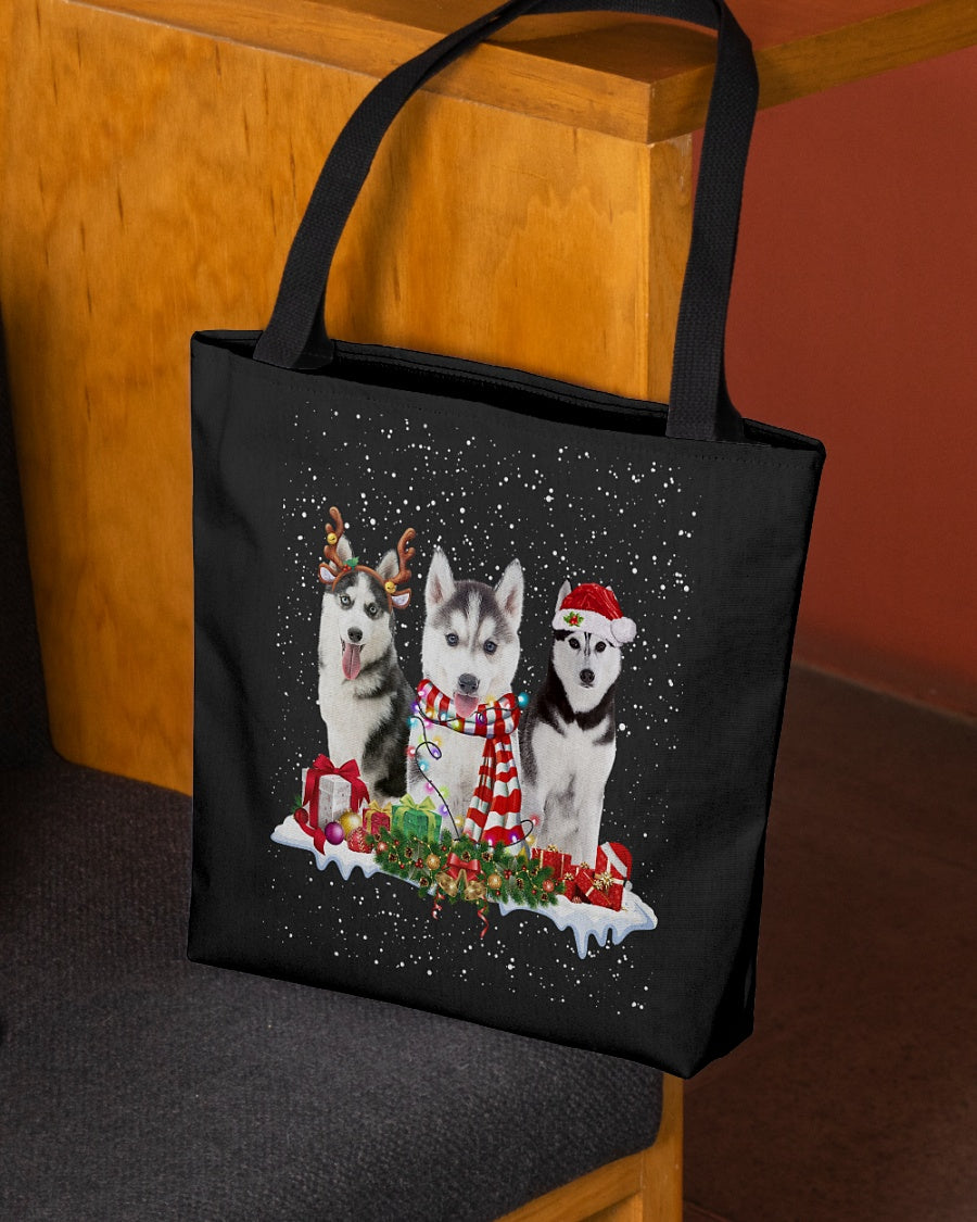 Christmas Buddies-Husky-Cloth Tote Bag