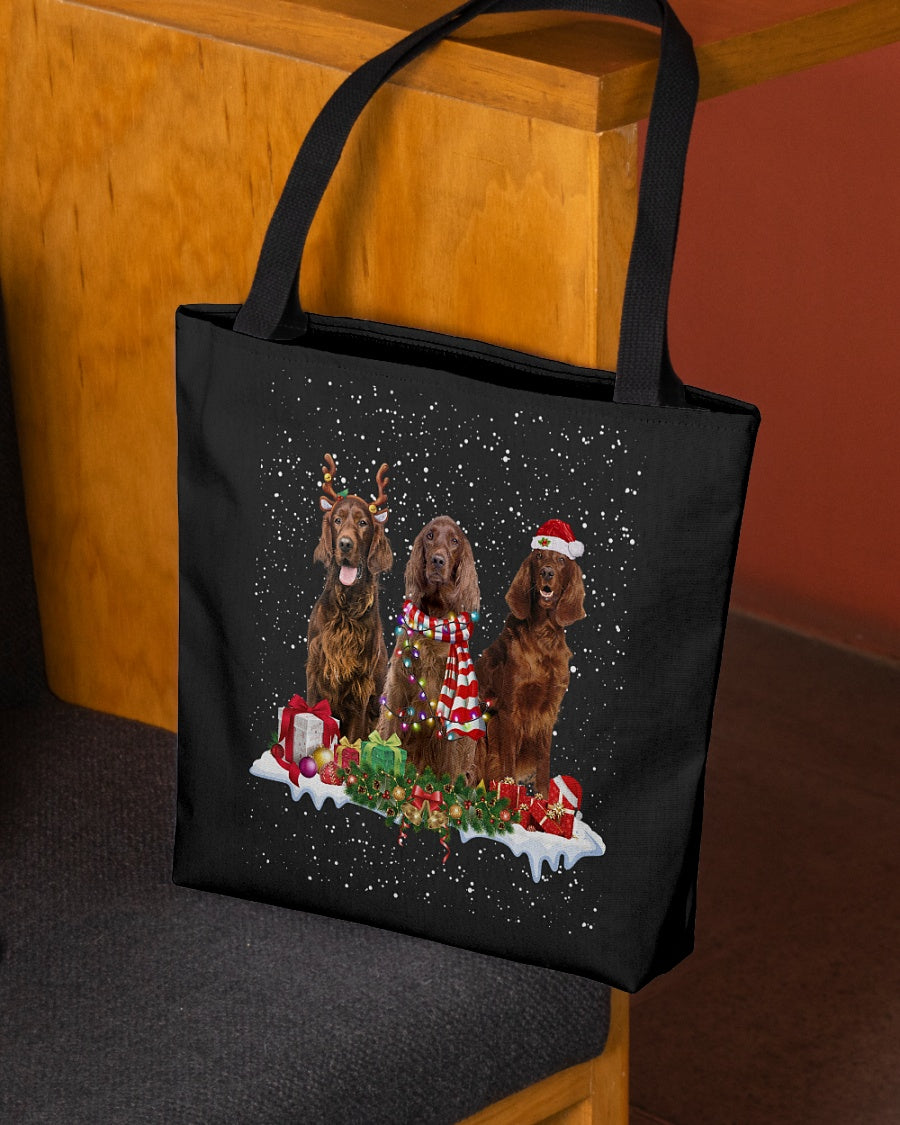 Christmas Buddies-Irish Setter-Cloth Tote Bag