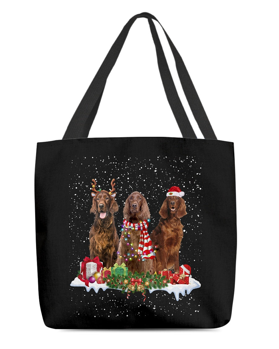 Christmas Buddies-Irish Setter-Cloth Tote Bag