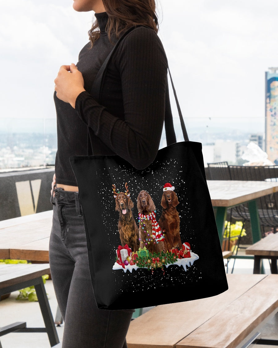Christmas Buddies-Irish Setter-Cloth Tote Bag