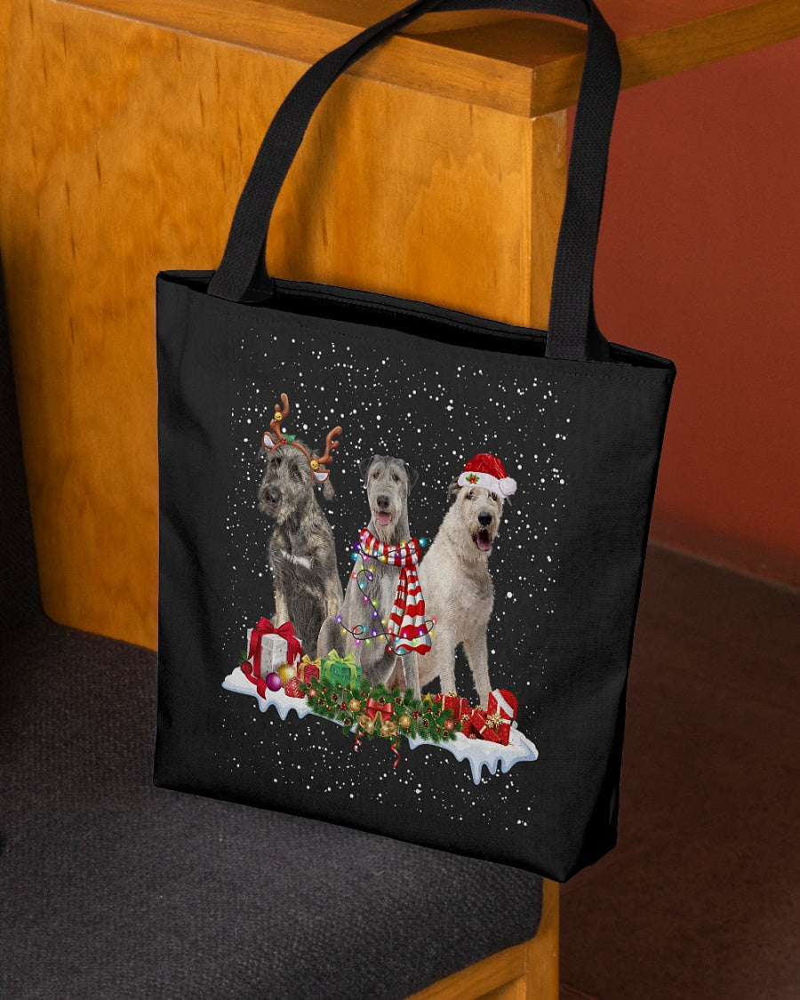 Christmas Buddies-Irish Wolfhound-Cloth Tote Bag