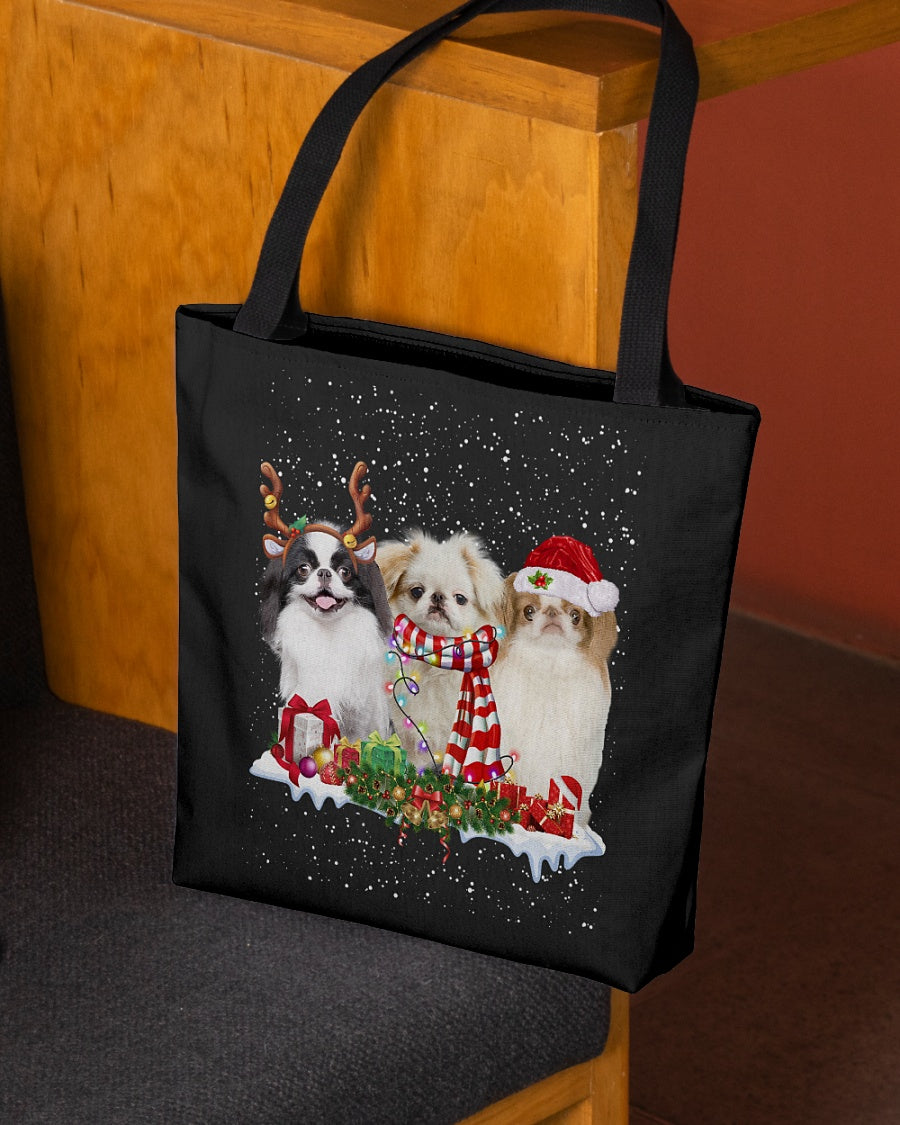 Christmas Buddies-Japanese Chin-Cloth Tote Bag