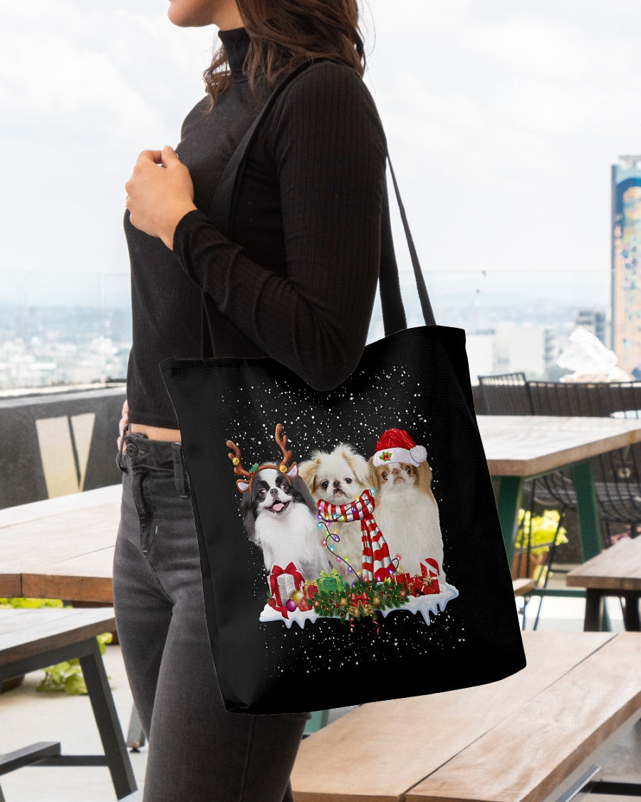 Christmas Buddies-Japanese Chin-Cloth Tote Bag