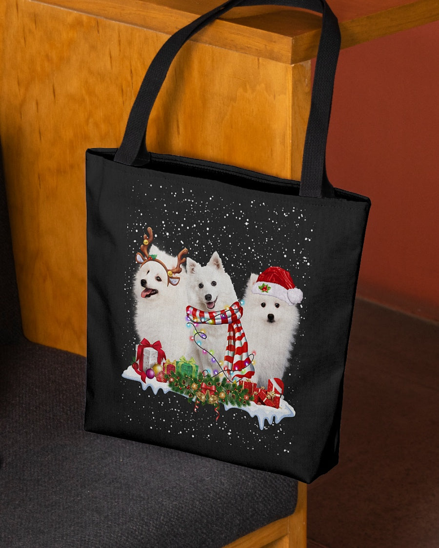 Christmas Buddies-Japanese Spitz-Cloth Tote Bag
