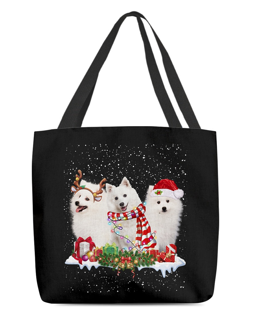 Christmas Buddies-Japanese Spitz-Cloth Tote Bag