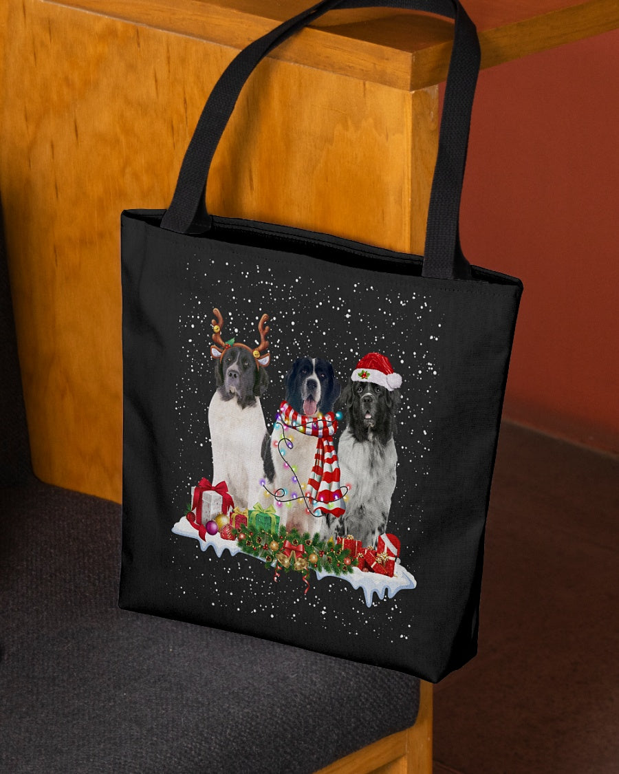 Christmas Buddies-Landseer Newfoundland-Cloth Tote Bag
