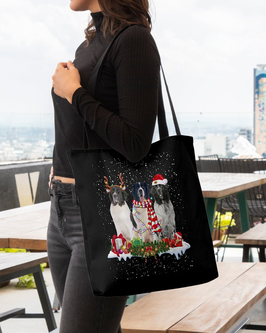 Christmas Buddies-Landseer Newfoundland-Cloth Tote Bag