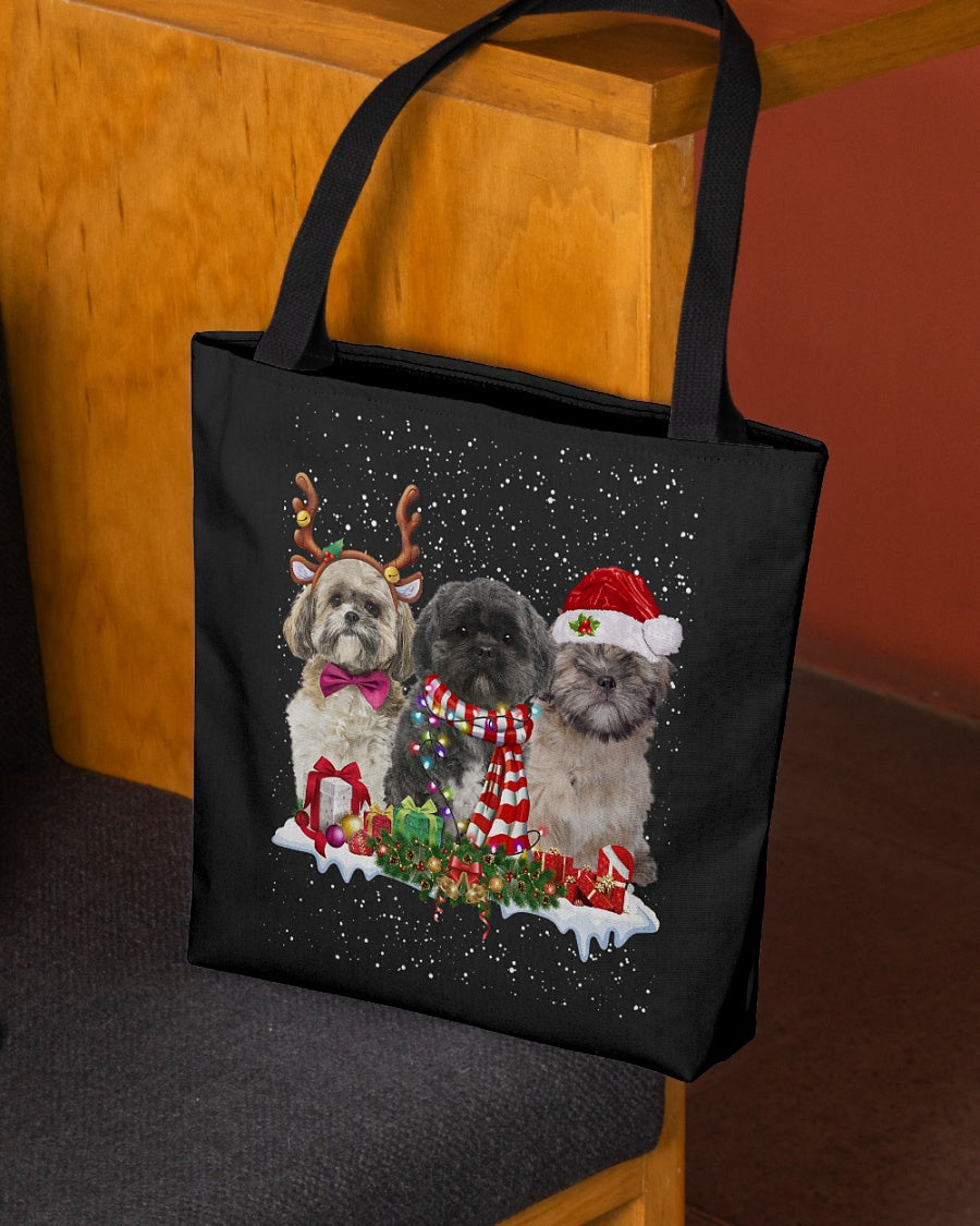 Christmas Buddies-Lhasa Apso-Cloth Tote Bag