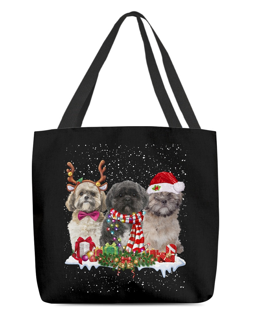Christmas Buddies-Lhasa Apso-Cloth Tote Bag