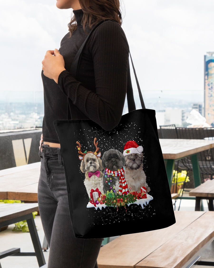 Christmas Buddies-Lhasa Apso-Cloth Tote Bag