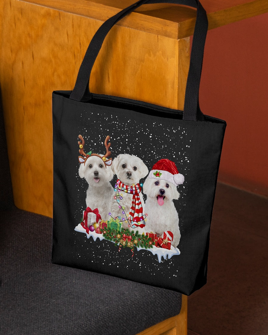Christmas Buddies-Maltese-Cloth Tote Bag