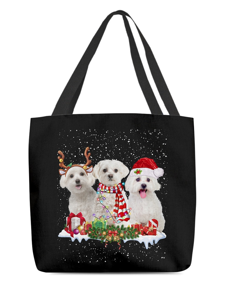 Christmas Buddies-Maltese-Cloth Tote Bag