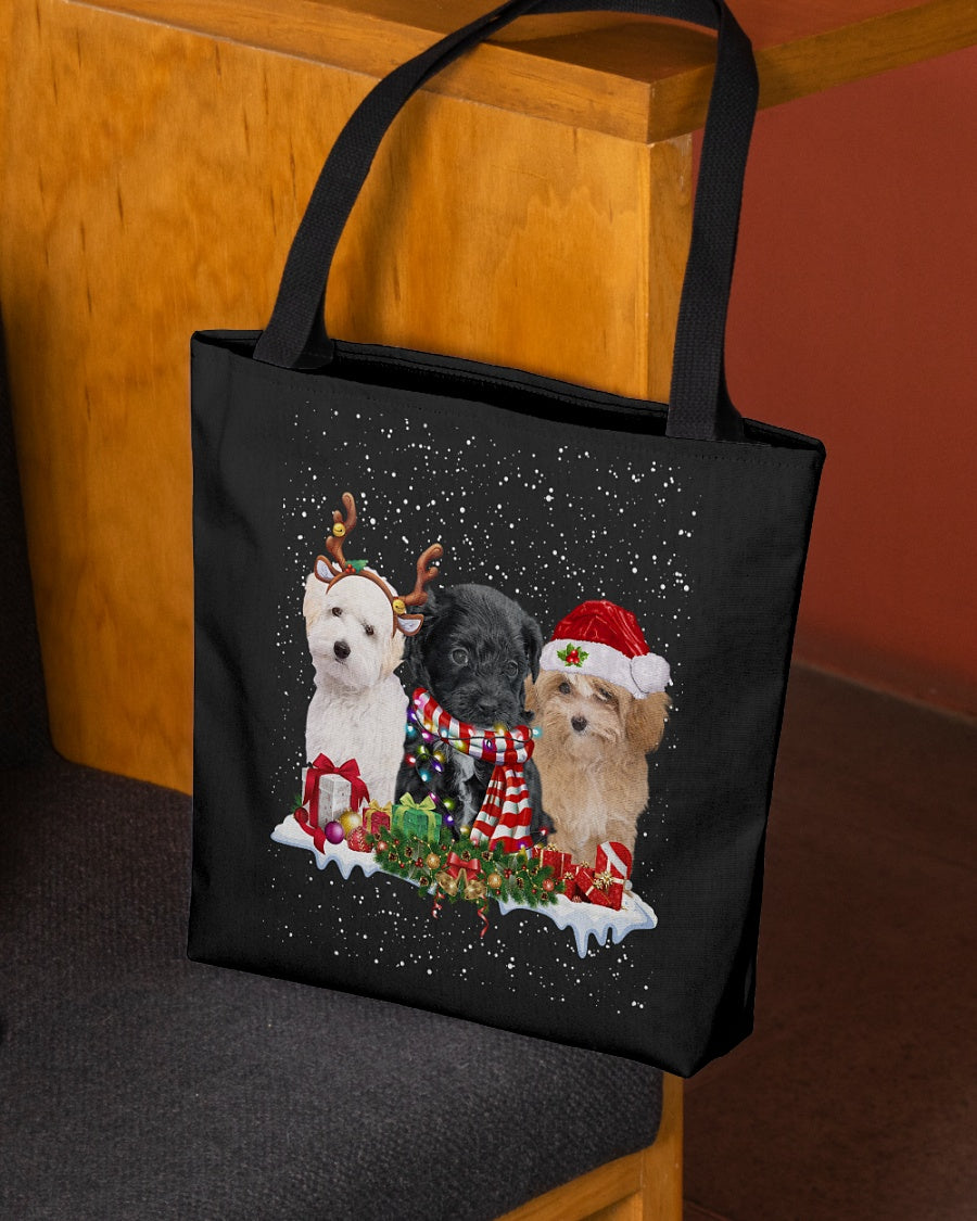 Christmas Buddies-Maltipoo-Cloth Tote Bag