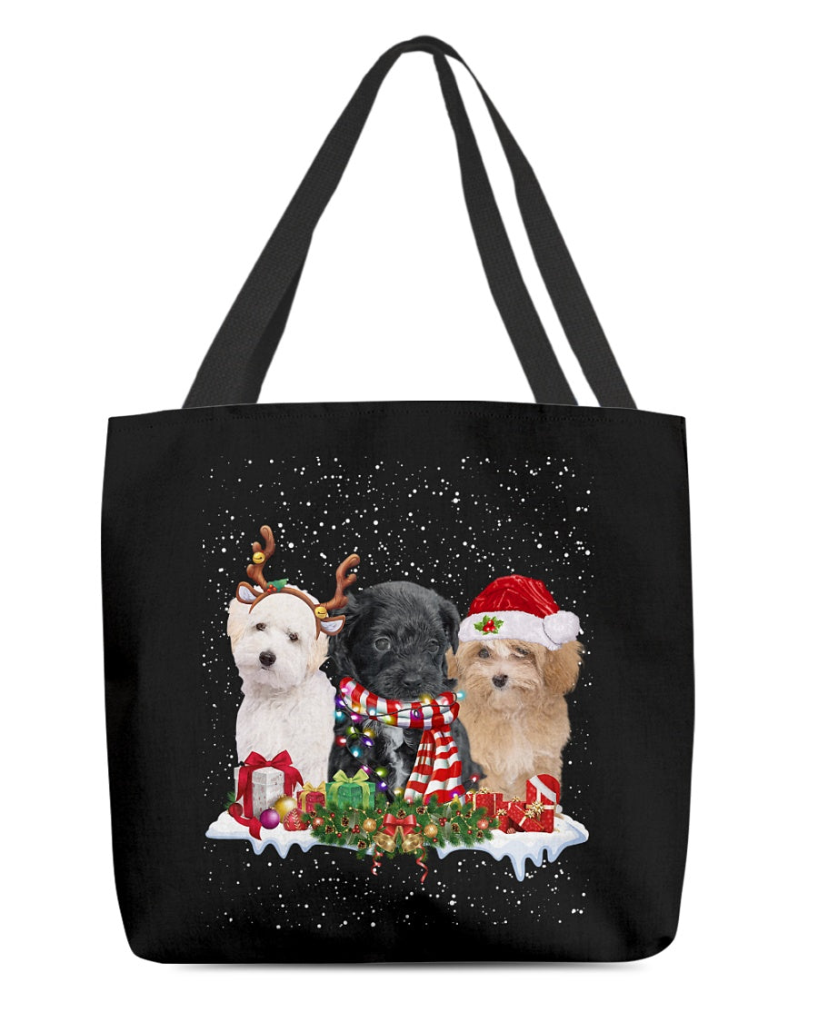 Christmas Buddies-Maltipoo-Cloth Tote Bag