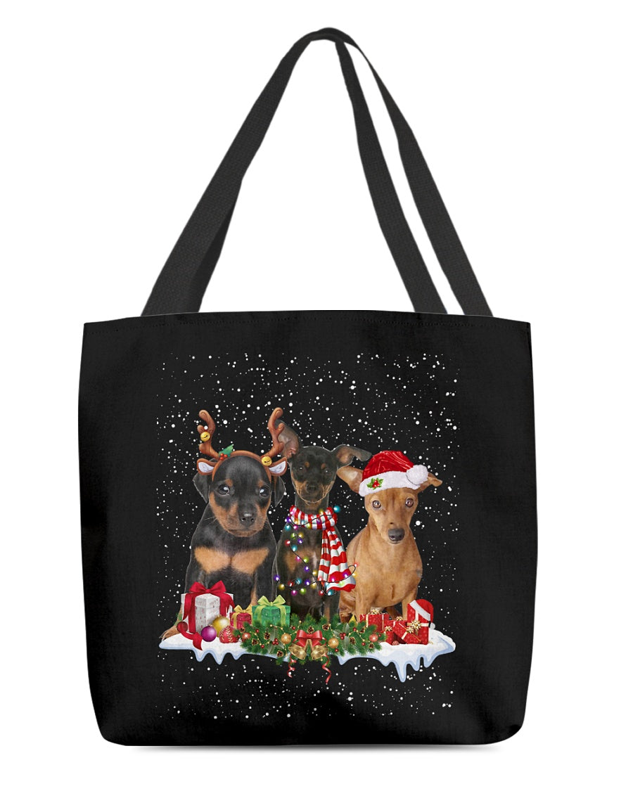 Christmas Buddies-Miniature Pinscher-Cloth Tote Bag