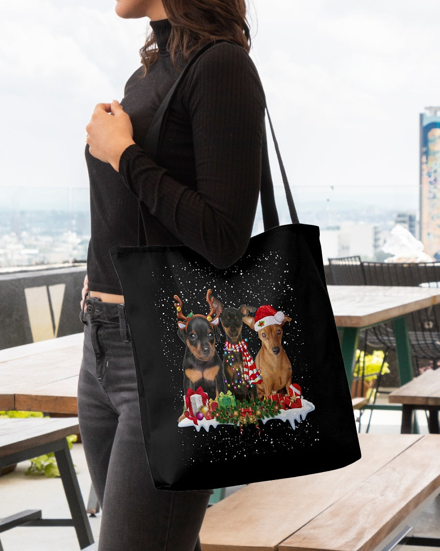 Christmas Buddies-Miniature Pinscher-Cloth Tote Bag