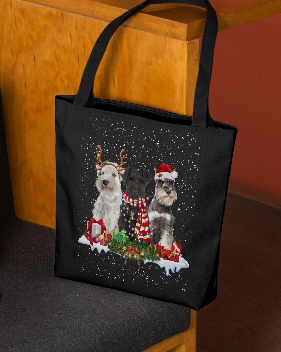 Christmas Buddies-Miniature Schnauzer-Cloth Tote Bag