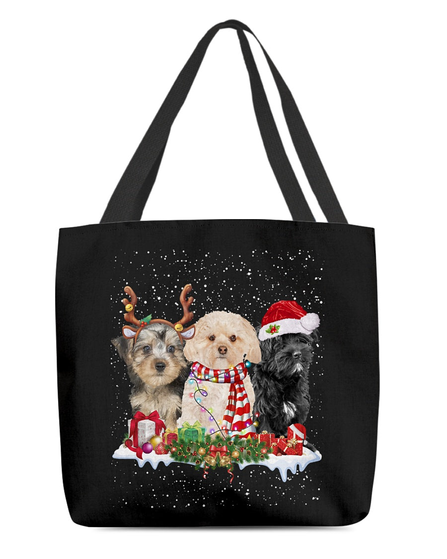 Christmas Buddies-Morkie-Cloth Tote Bag