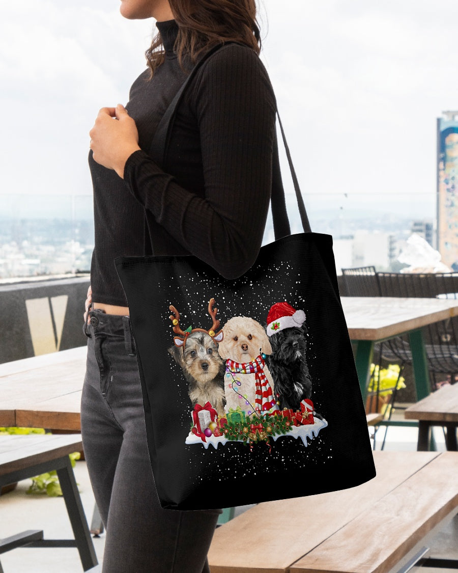 Christmas Buddies-Morkie-Cloth Tote Bag