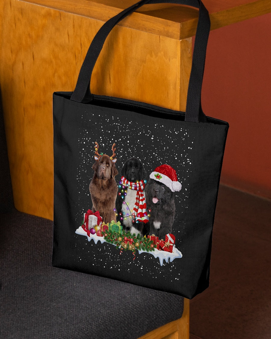 Christmas Buddies-Newfoundland-Cloth Tote Bag