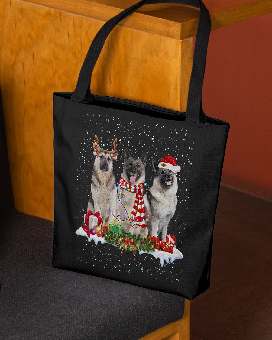 Christmas Buddies-Norwegian Elkhound-Cloth Tote Bag
