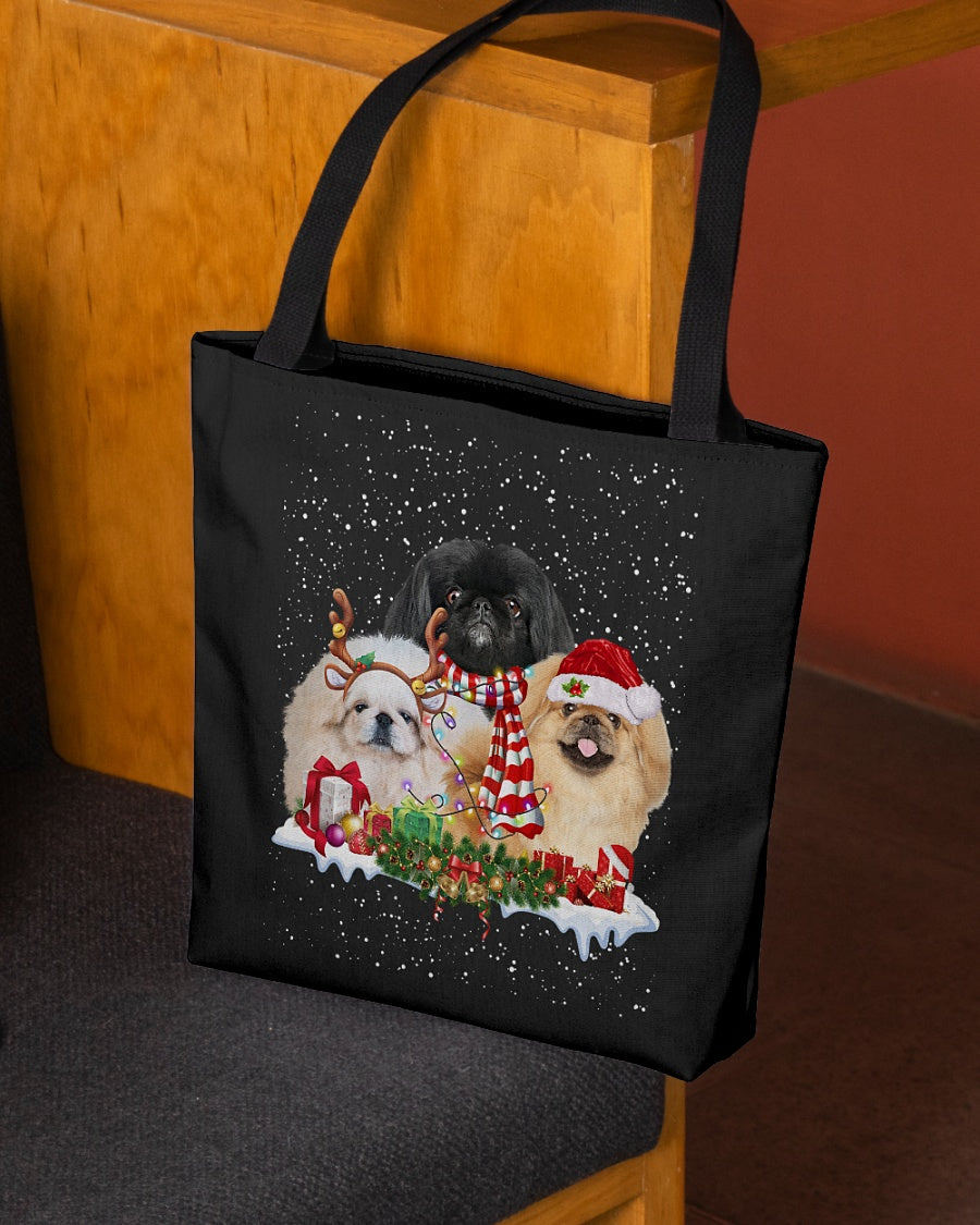Christmas Buddies-Pekingese-Cloth Tote Bag