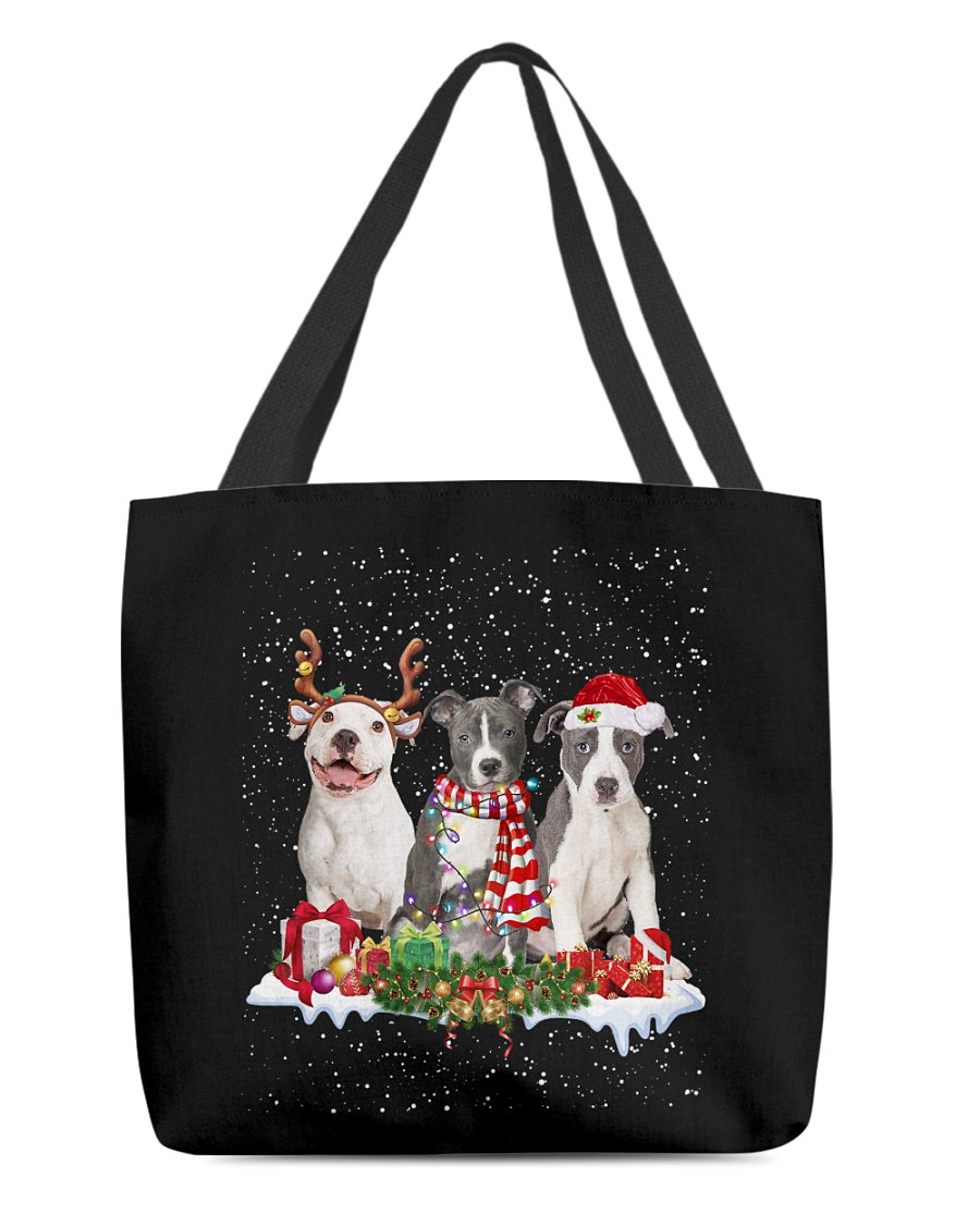 Christmas Buddies-Pitbull-Cloth Tote Bag