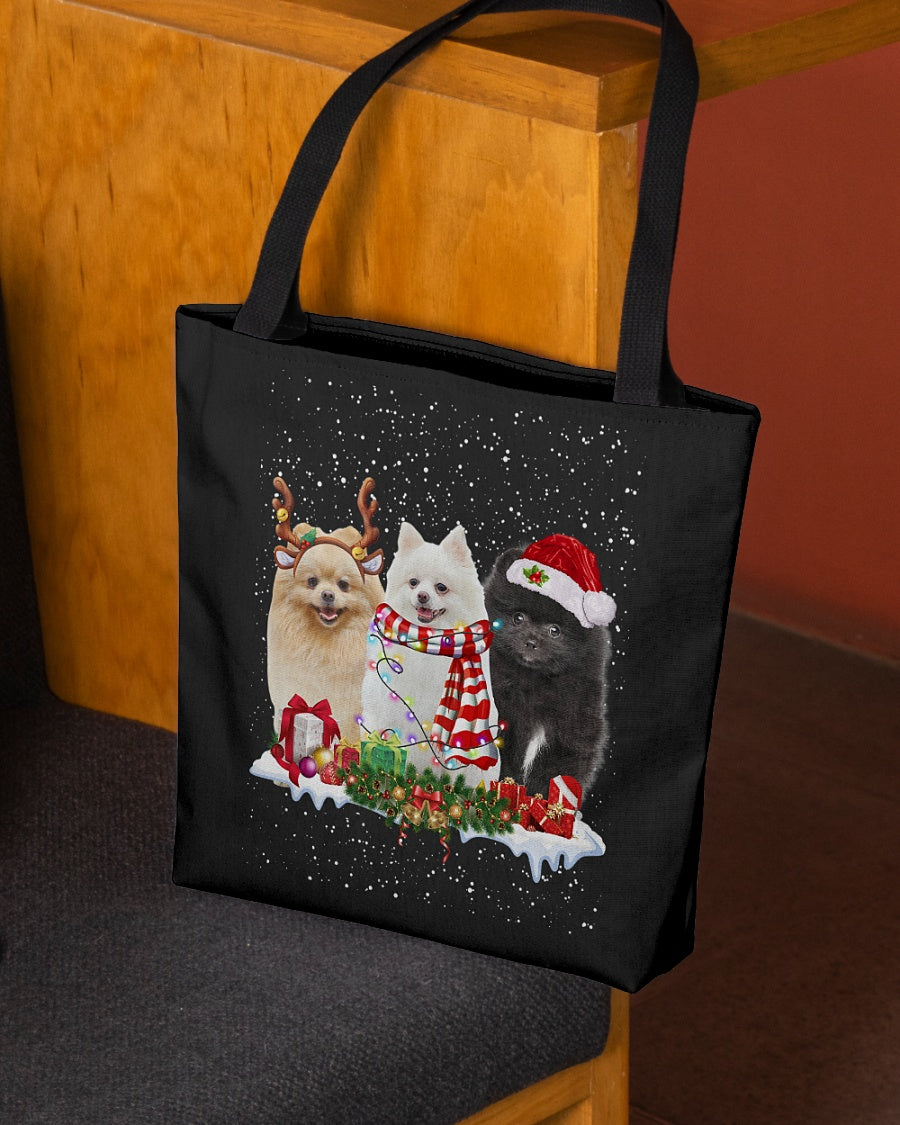 Christmas Buddies-Pomeranian 1-Cloth Tote Bag