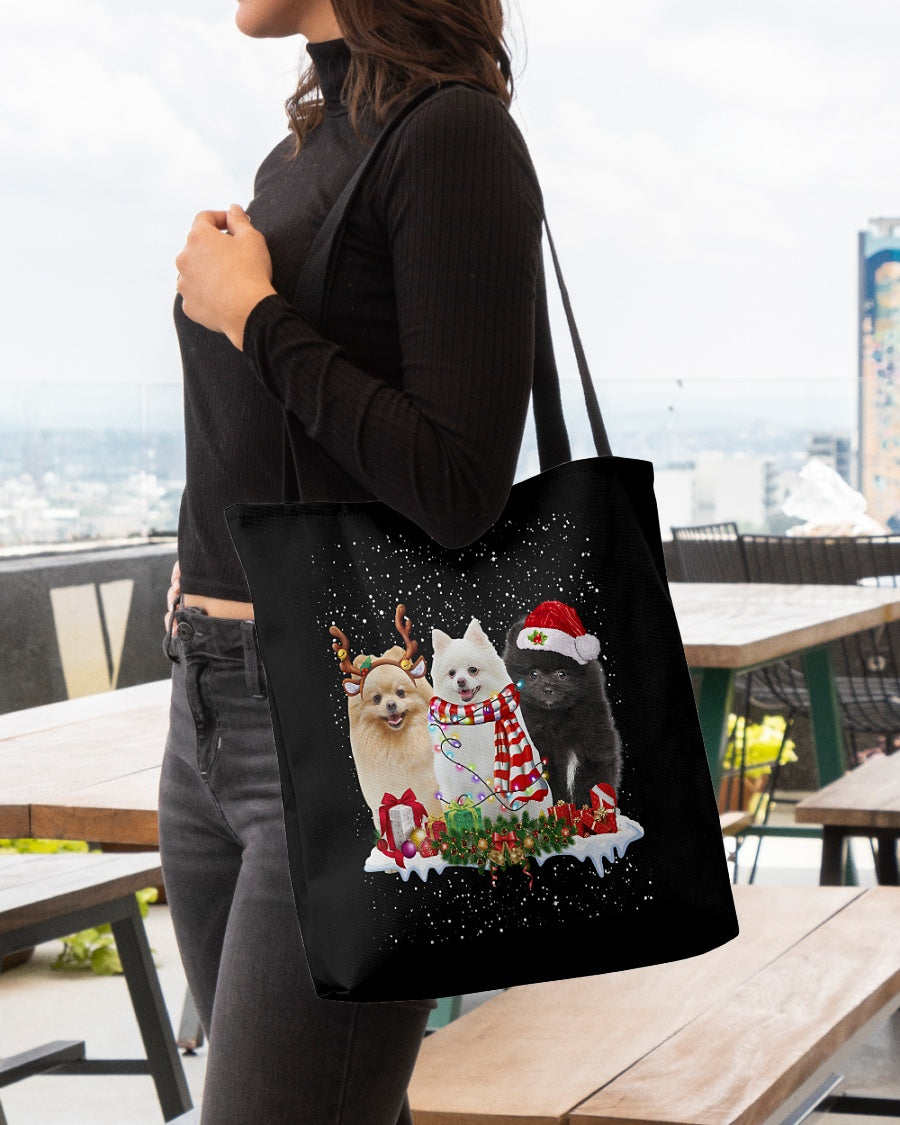 Christmas Buddies-Pomeranian 1-Cloth Tote Bag