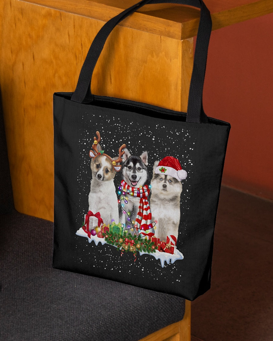 Christmas Buddies-Pomsky-Cloth Tote Bag