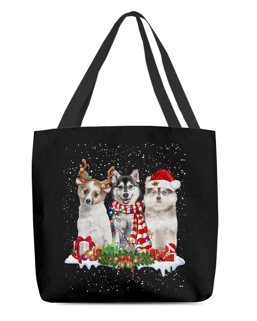 Christmas Buddies-Pomsky-Cloth Tote Bag