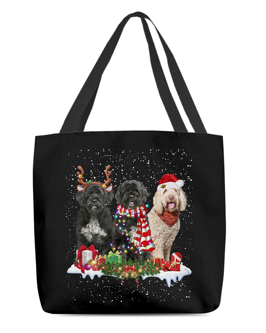 Christmas Buddies-Portuguese Water Dog-Cloth Tote Bag