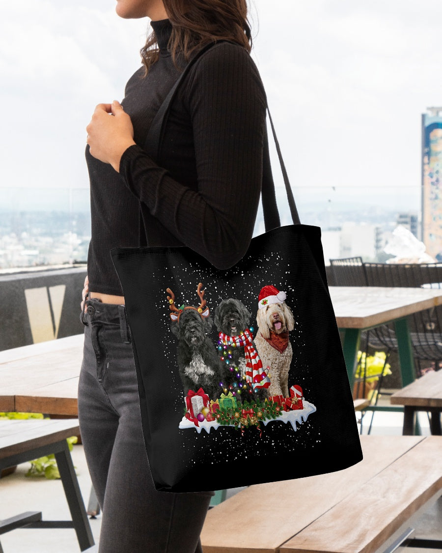Christmas Buddies-Portuguese Water Dog-Cloth Tote Bag