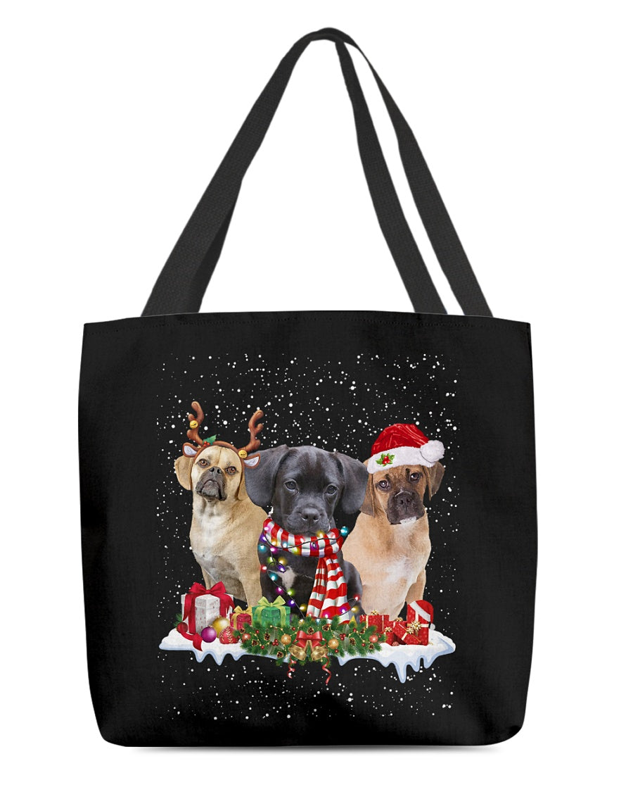 Christmas Buddies-Puggle 1-Cloth Tote Bag