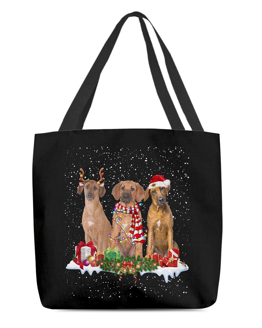 Christmas Buddies-Rhodesian Ridgeback-Cloth Tote Bag