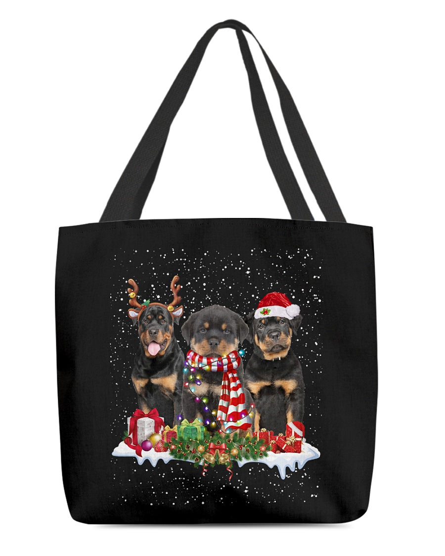 Christmas Buddies-Rottweiler 3-Cloth Tote Bag