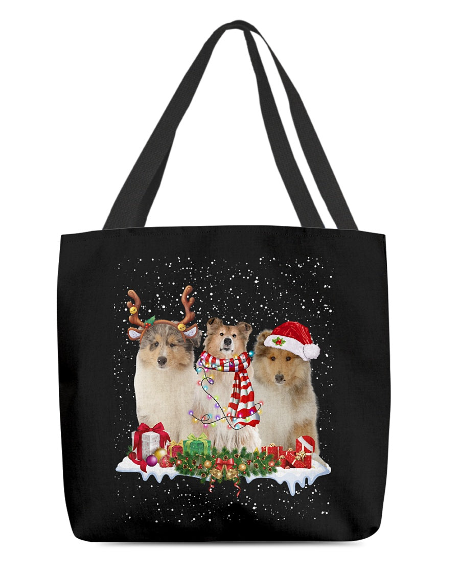 Christmas Buddies-Rough Collie 2-Cloth Tote Bag