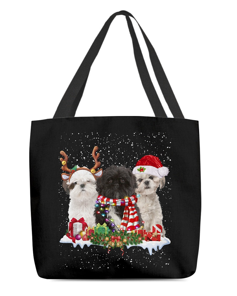 Christmas Buddies-Shih Tzu-Cloth Tote Bag