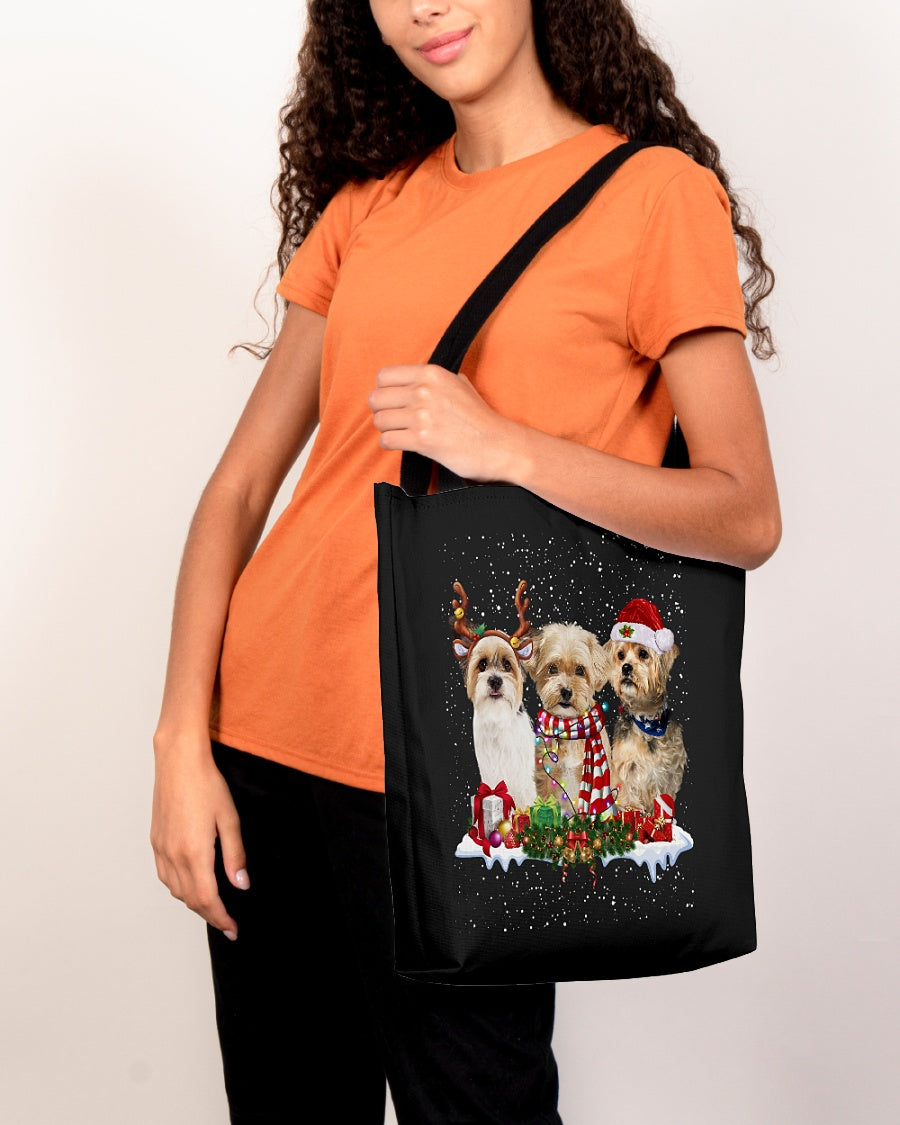 Christmas Buddies-Shorkie-Cloth Tote Bag