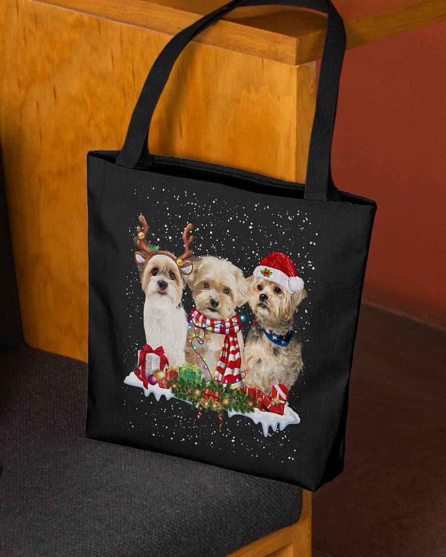 Christmas Buddies-Shorkie-Cloth Tote Bag