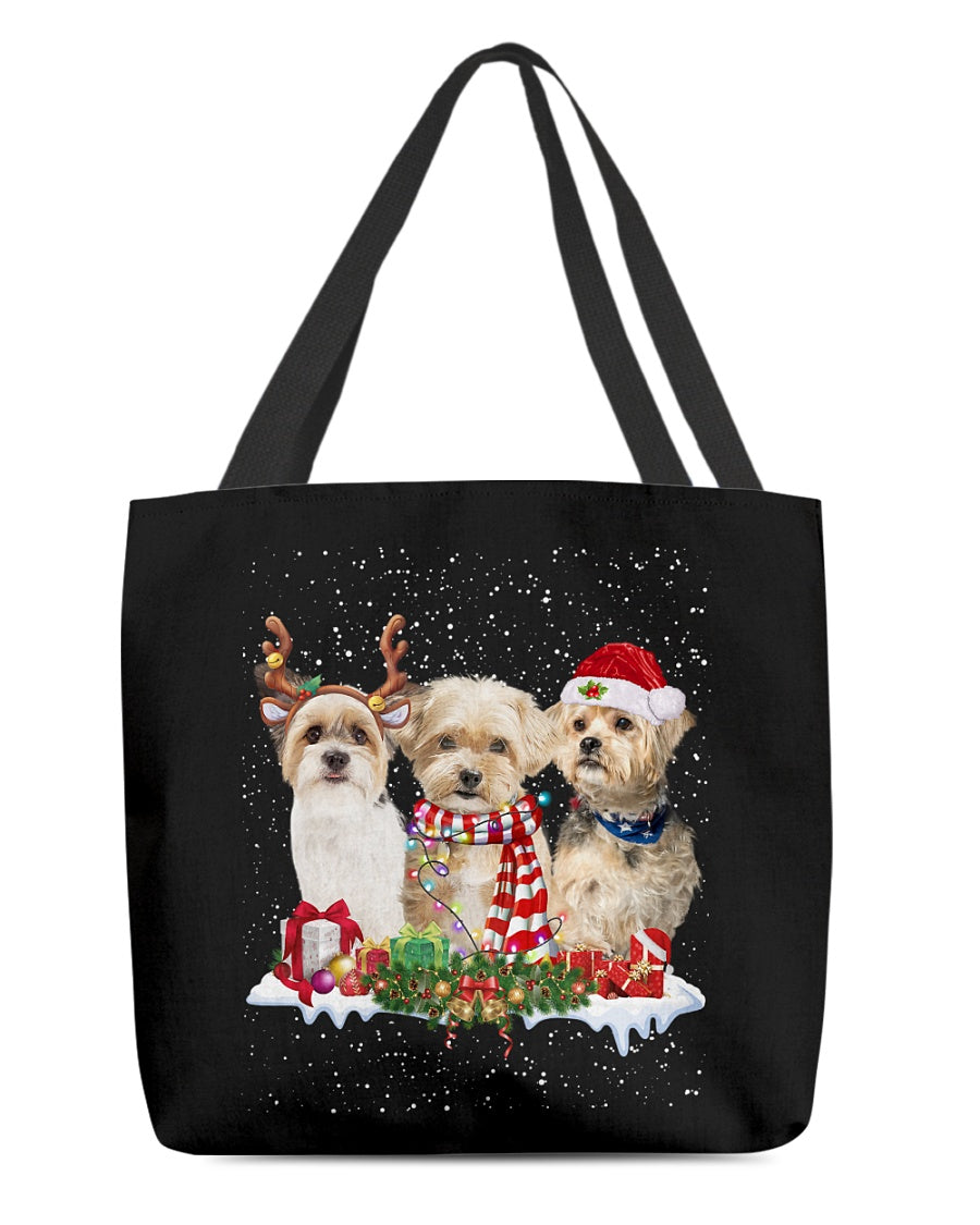 Christmas Buddies-Shorkie-Cloth Tote Bag
