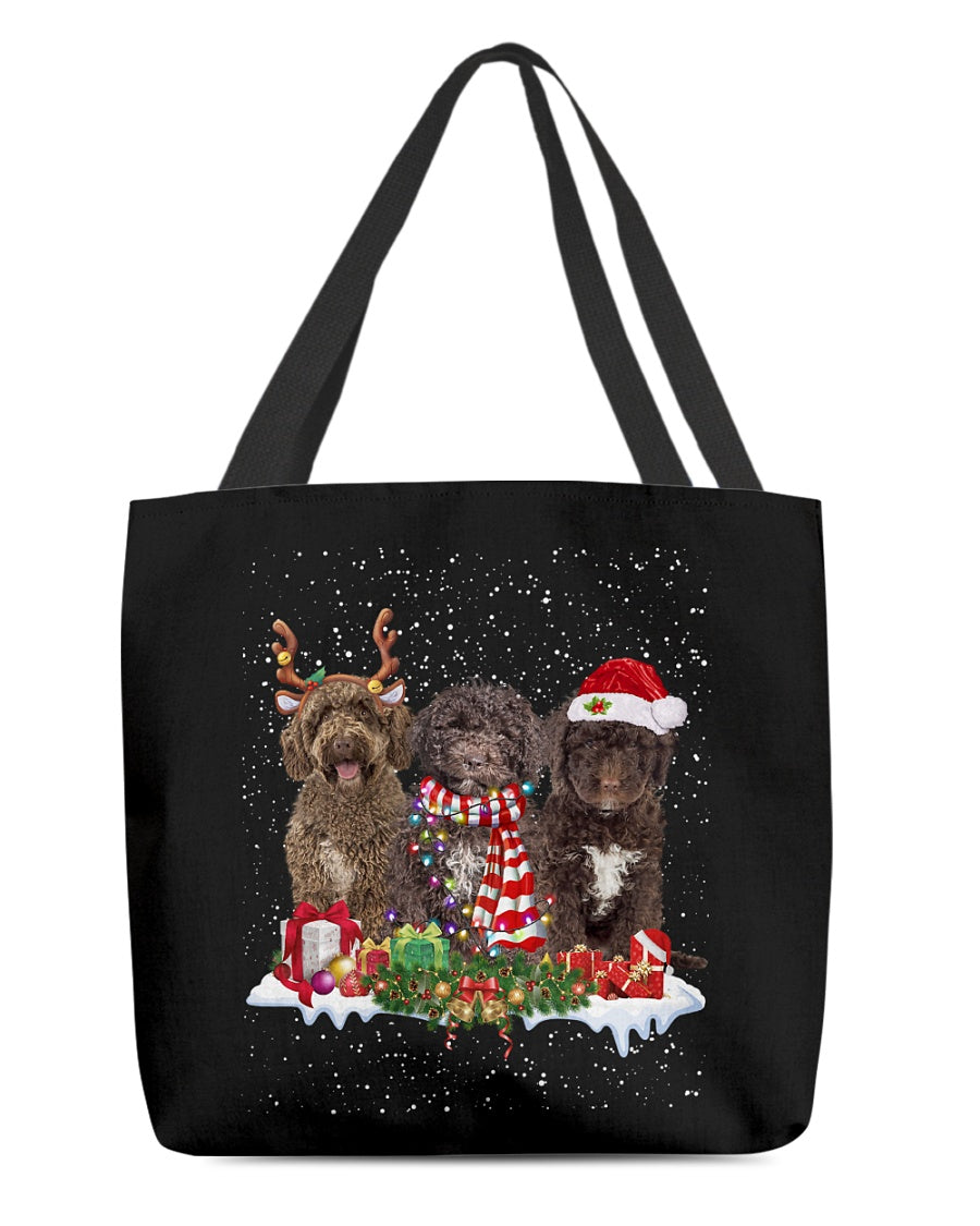 Christmas Buddies-Spanish Water Dog-Cloth Tote Bag