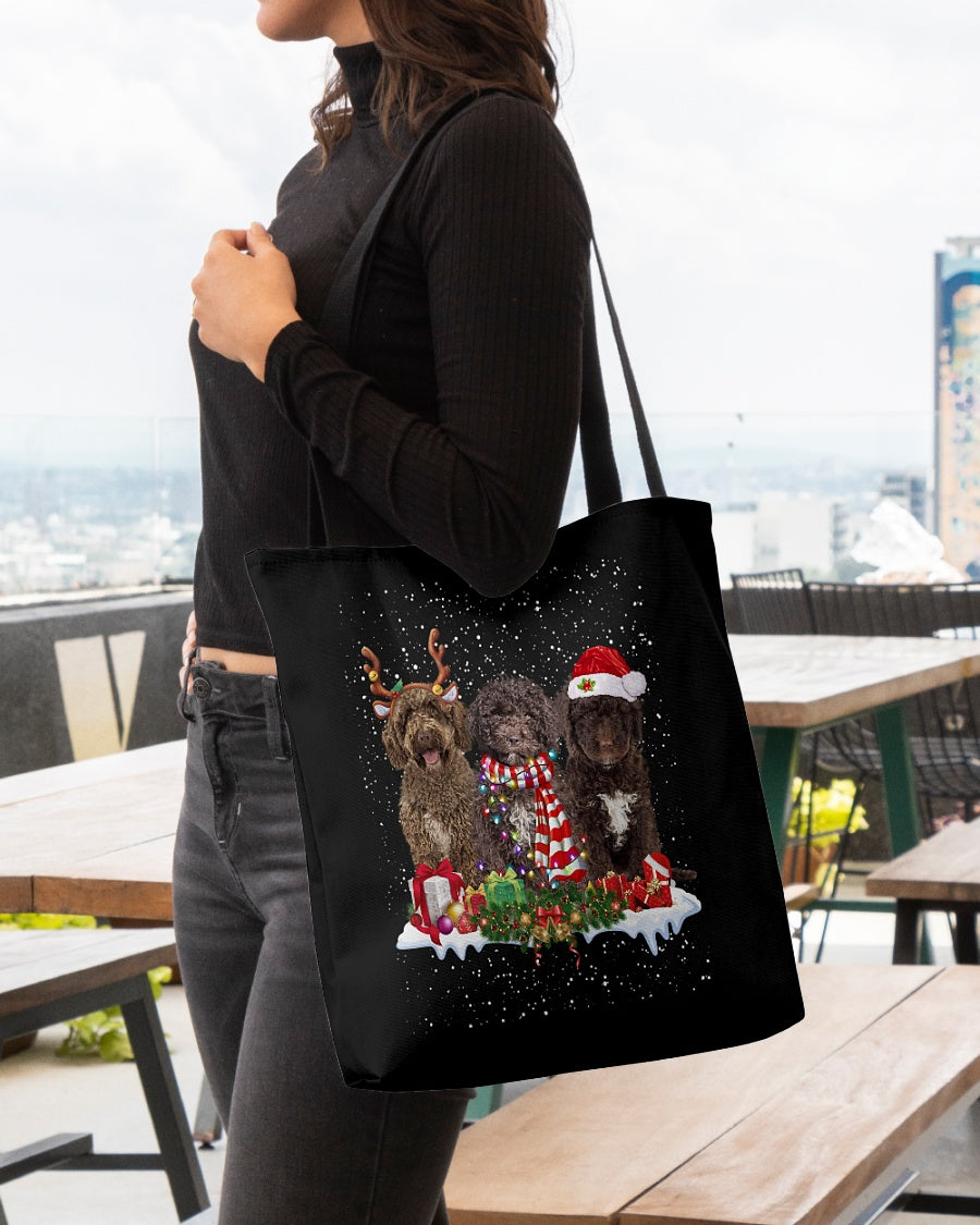 Christmas Buddies-Spanish Water Dog-Cloth Tote Bag