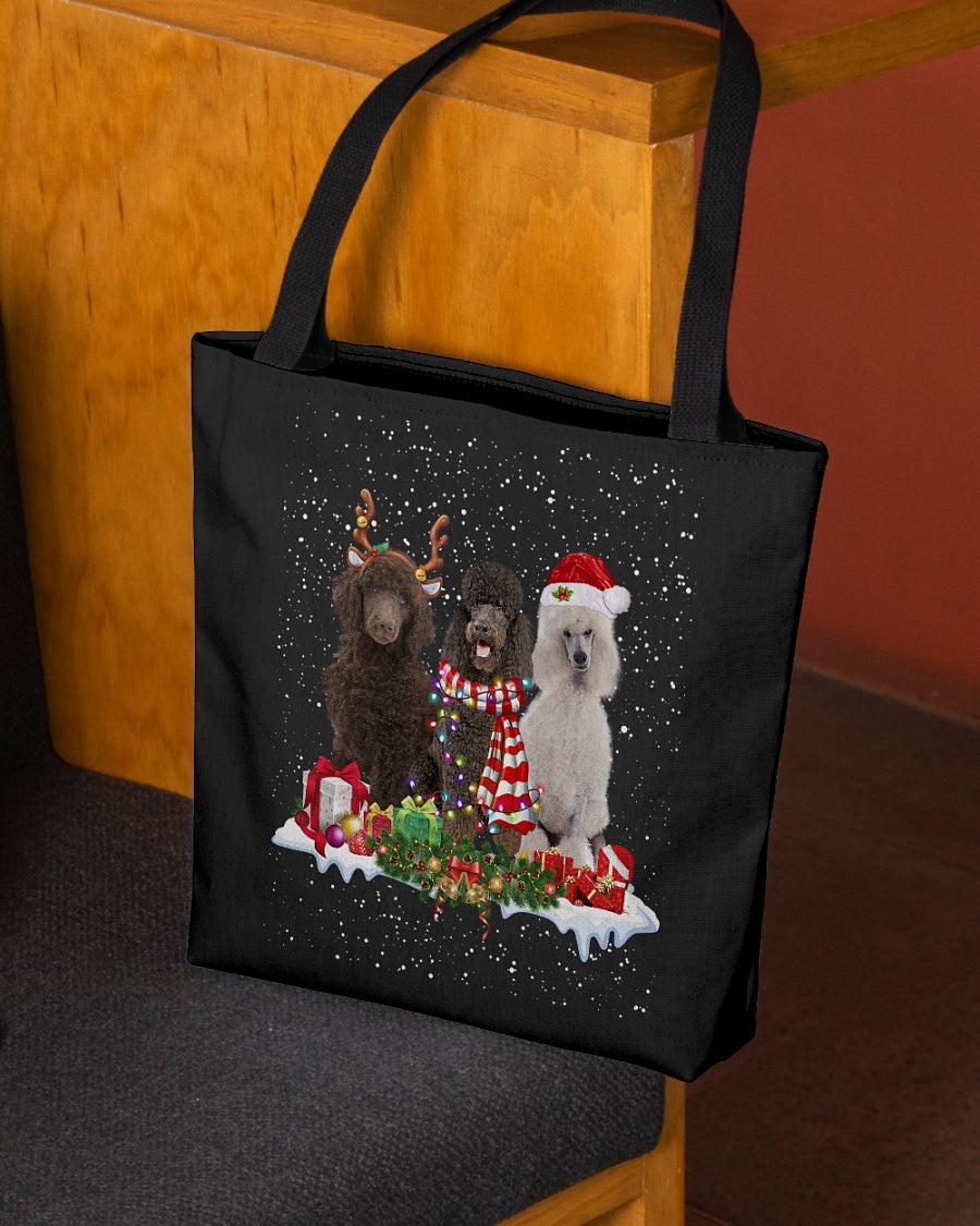 Christmas Buddies-Standard Poodle-Cloth Tote Bag