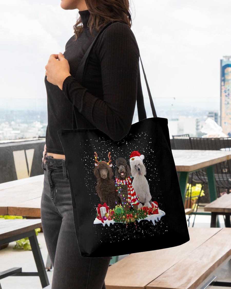 Christmas Buddies-Standard Poodle-Cloth Tote Bag