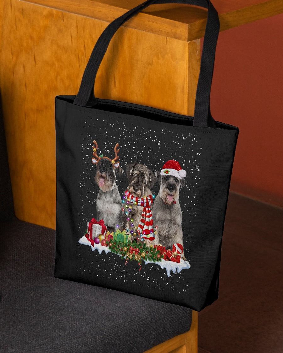 Christmas Buddies-Standard Schnauzer-Cloth Tote Bag